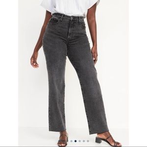 High-Waisted 0.G. Loose Dark Gray Cut-Off Jeans for Women